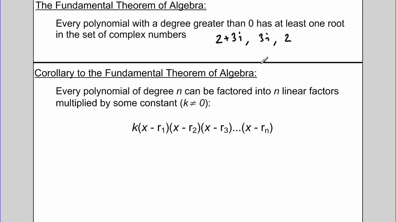 fundamental theorem of algebra worksheet answers