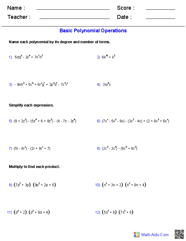 fundamental theorem of algebra worksheet answers