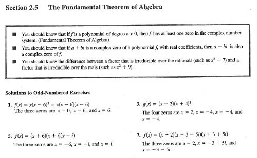 fundamental theorem of algebra worksheet answers