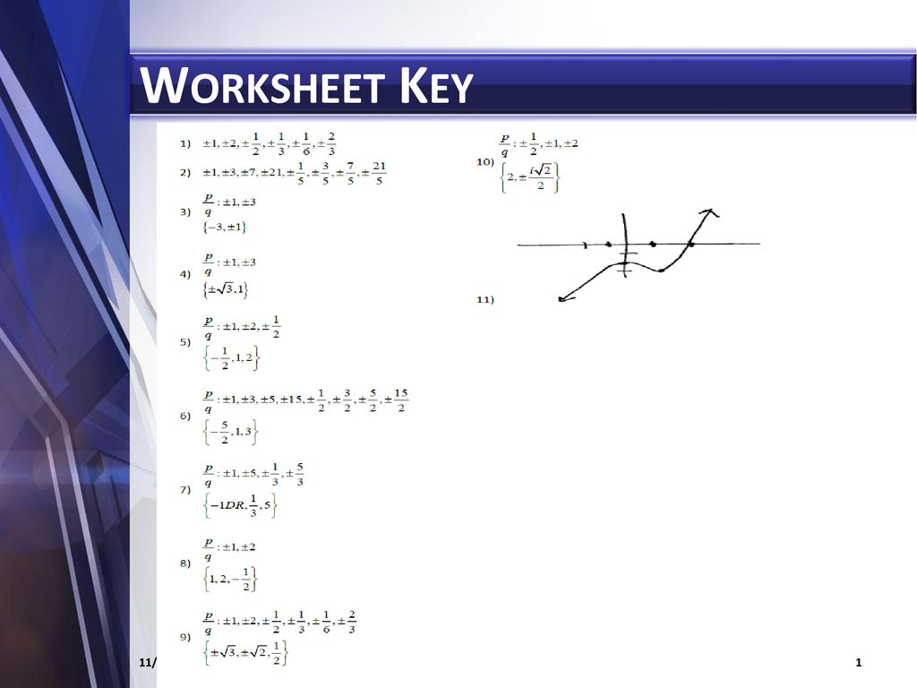 fundamental theorem of algebra worksheet