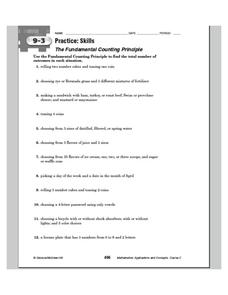 The Fundamental Counting Principle Worksheet for 7th - 8th Grade ...