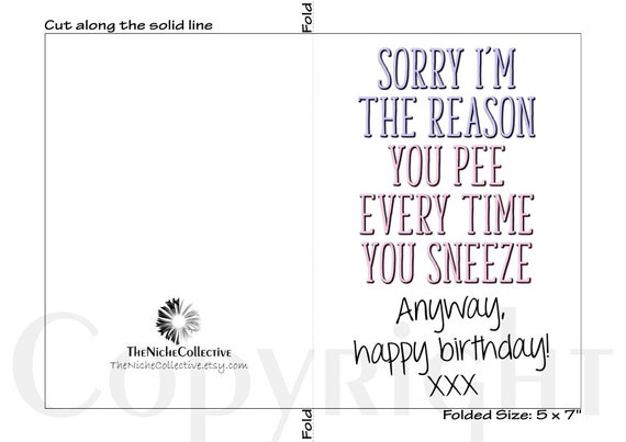 Funny Mom Birthday Card, Printable, Happy Birthday Mom, Mother Birthday  Card, From Son, From Daughter, Rude Mom Birthday, Instant Download