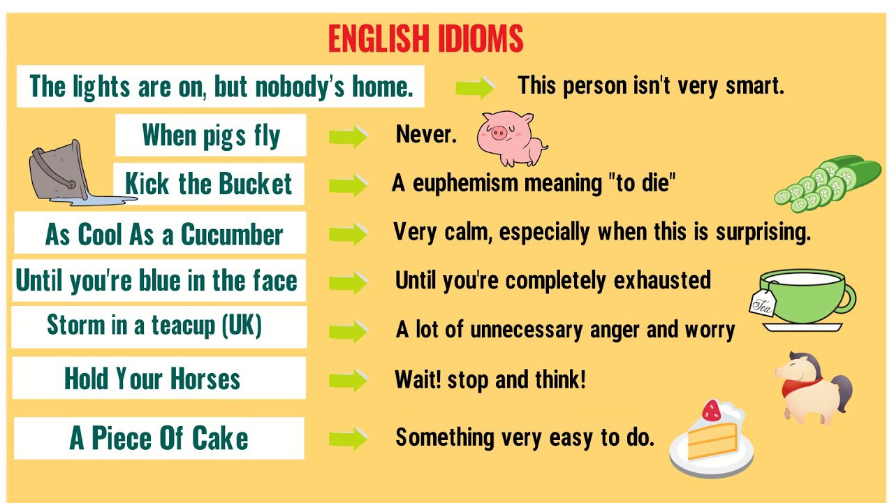 Funny idioms in English and their meaning + video - POC English