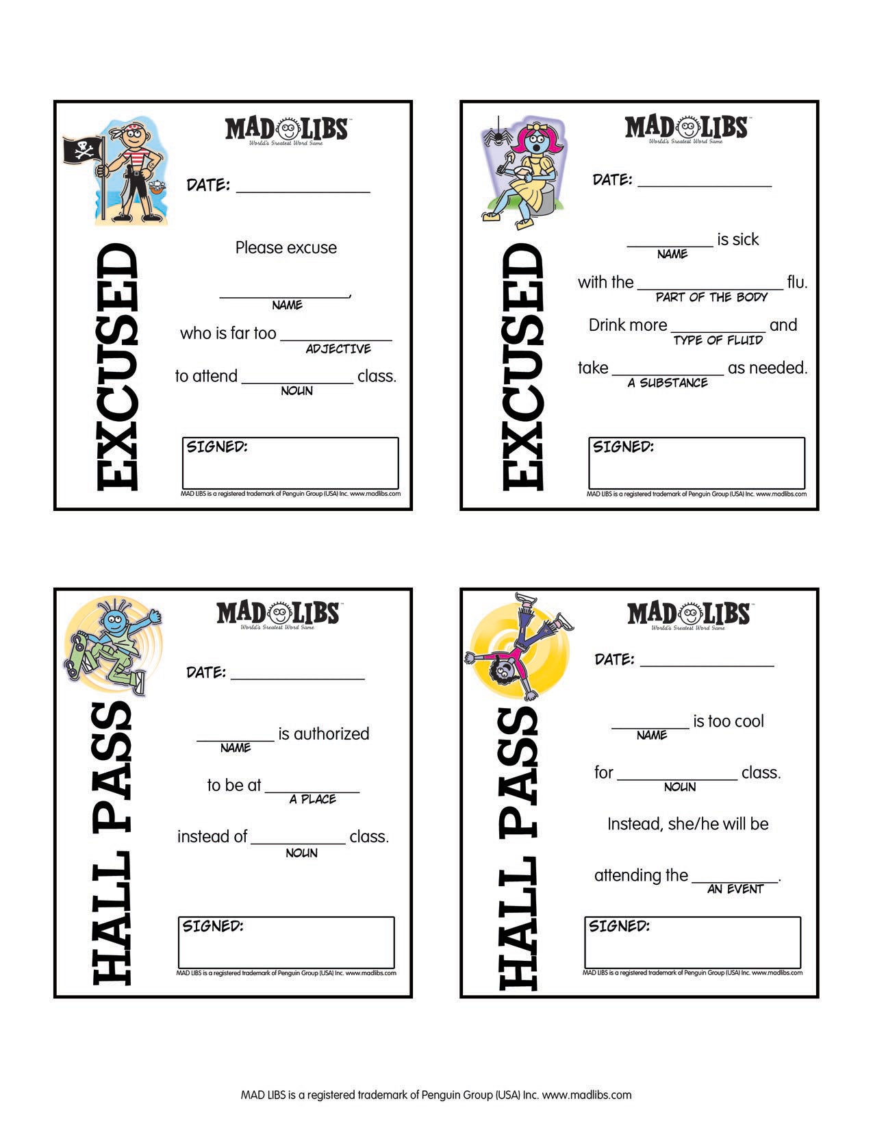 Printables - Mad Libs