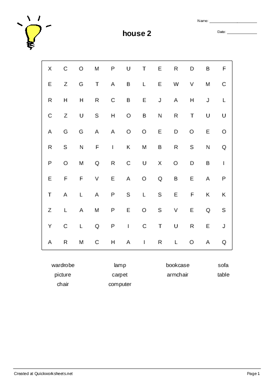 FURNITURE Worksheets