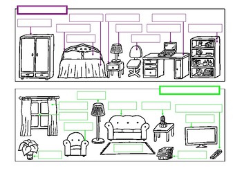 ROOMS AND FURNITURE - THE HOUSE Worksheet
