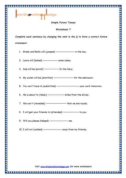 Grade 4 English Resources Printable Worksheets Topic: Simple ...