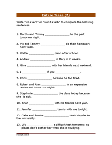 Future Tense (2) Worksheet for 4th - 7th Grade | Lesson Planet