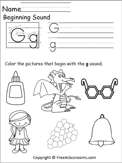 Free Letter G Phonics Worksheets - Free4classrooms | Beginning ...