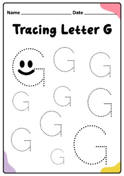 Tracing Letter G Worksheet for Kindergarten &  Preschool Kids, Printable PDF
