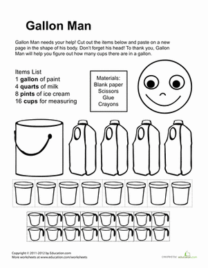 Gallon Man Printable | Worksheet 