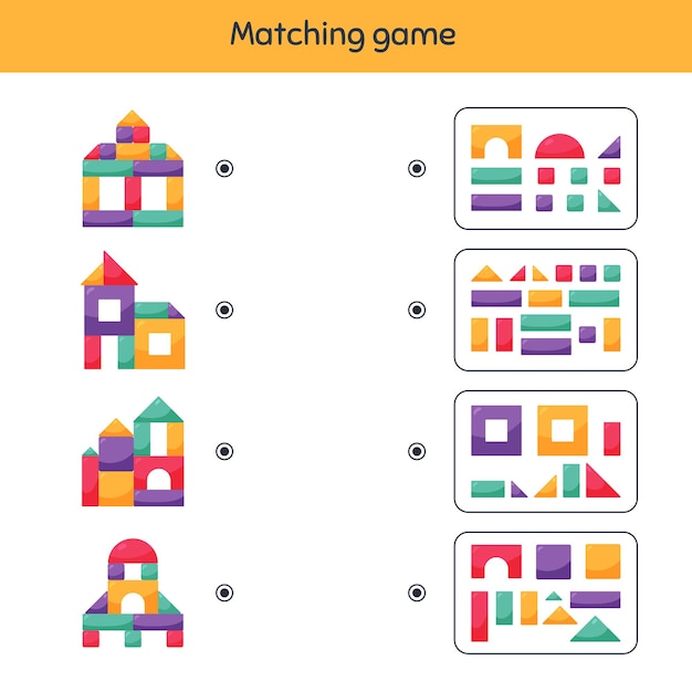 Premium Vector | Matching game. Building blocks for kids ...