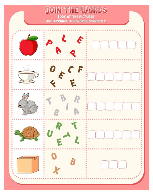 Free Vector | Spelling word game worksheet template