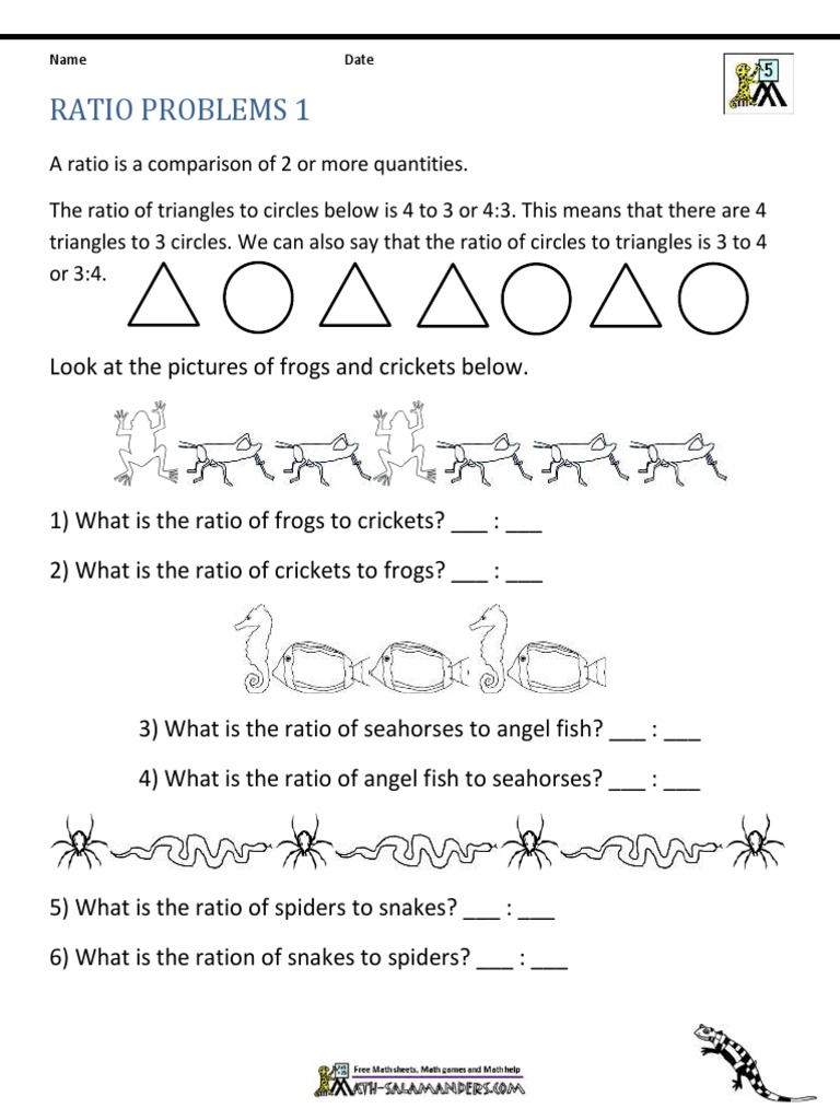 Ratio Worksheet AK | Download Free PDF | Ratio