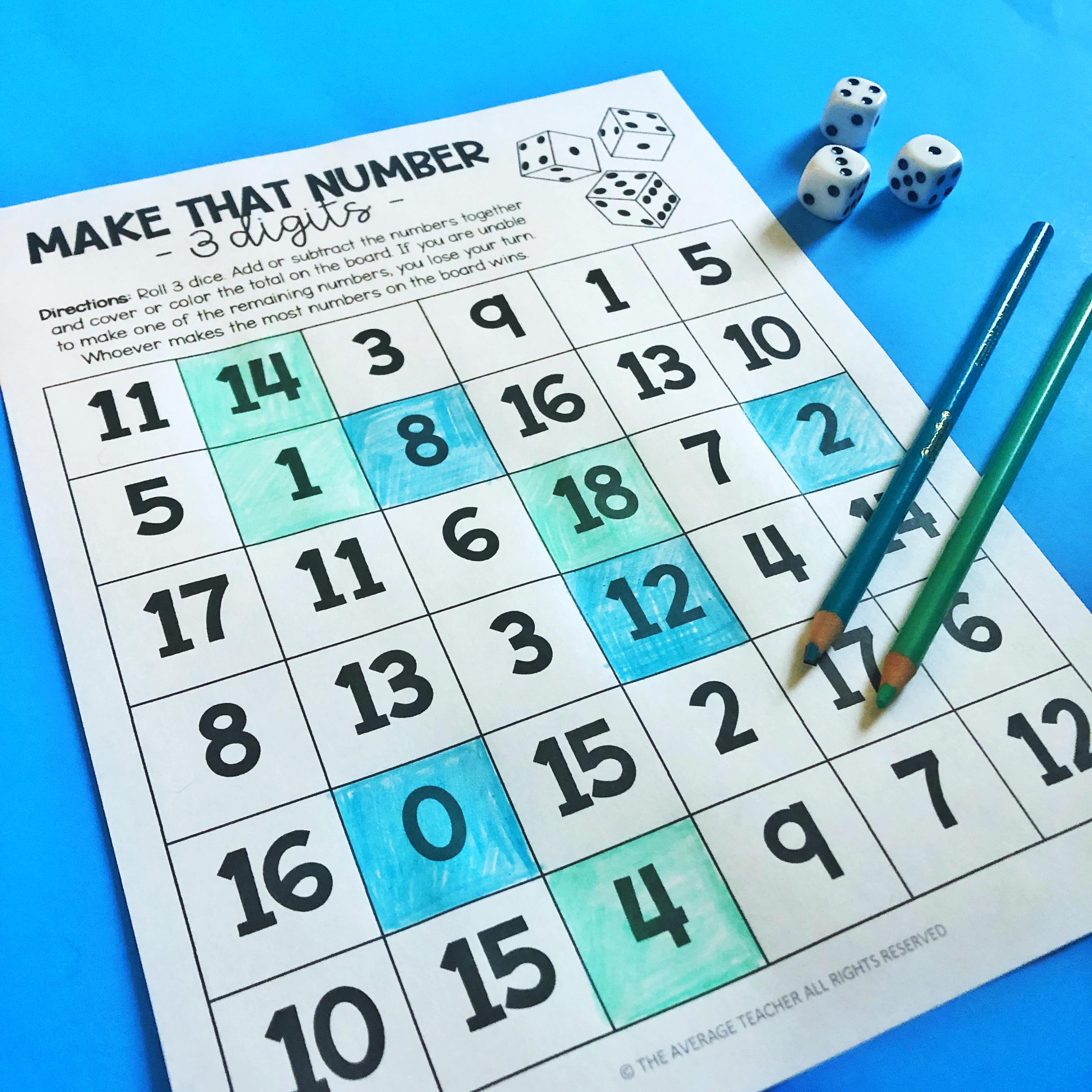 6 Dice Games for Math That Are Simple and Fun (+FREEBIE) - The ...