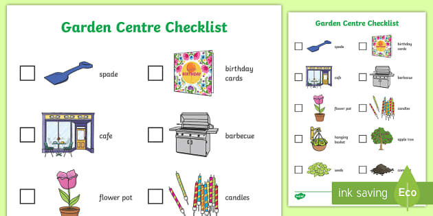 Garden Centre Checklist Worksheet / Worksheet (teacher made)