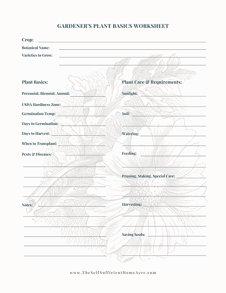 Garden Journal - Plant Basics Worksheet Freebie - The Self ...