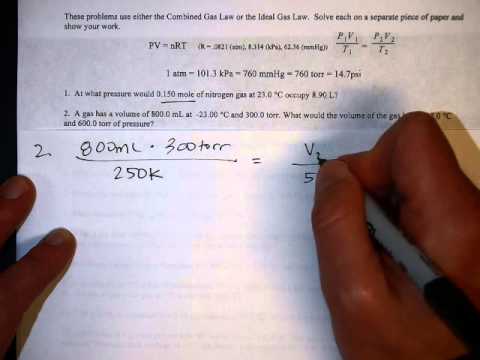 Mixed Gas Laws Worksheet Tutorial