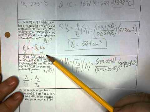 gas laws worksheet answers