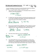 MIXED GAS LAWS WORKSHEET Created by Tara L Moore at | Course Hero