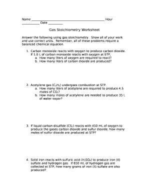 stoichiometry worksheet with answers pdf Doc Template | pdfFiller