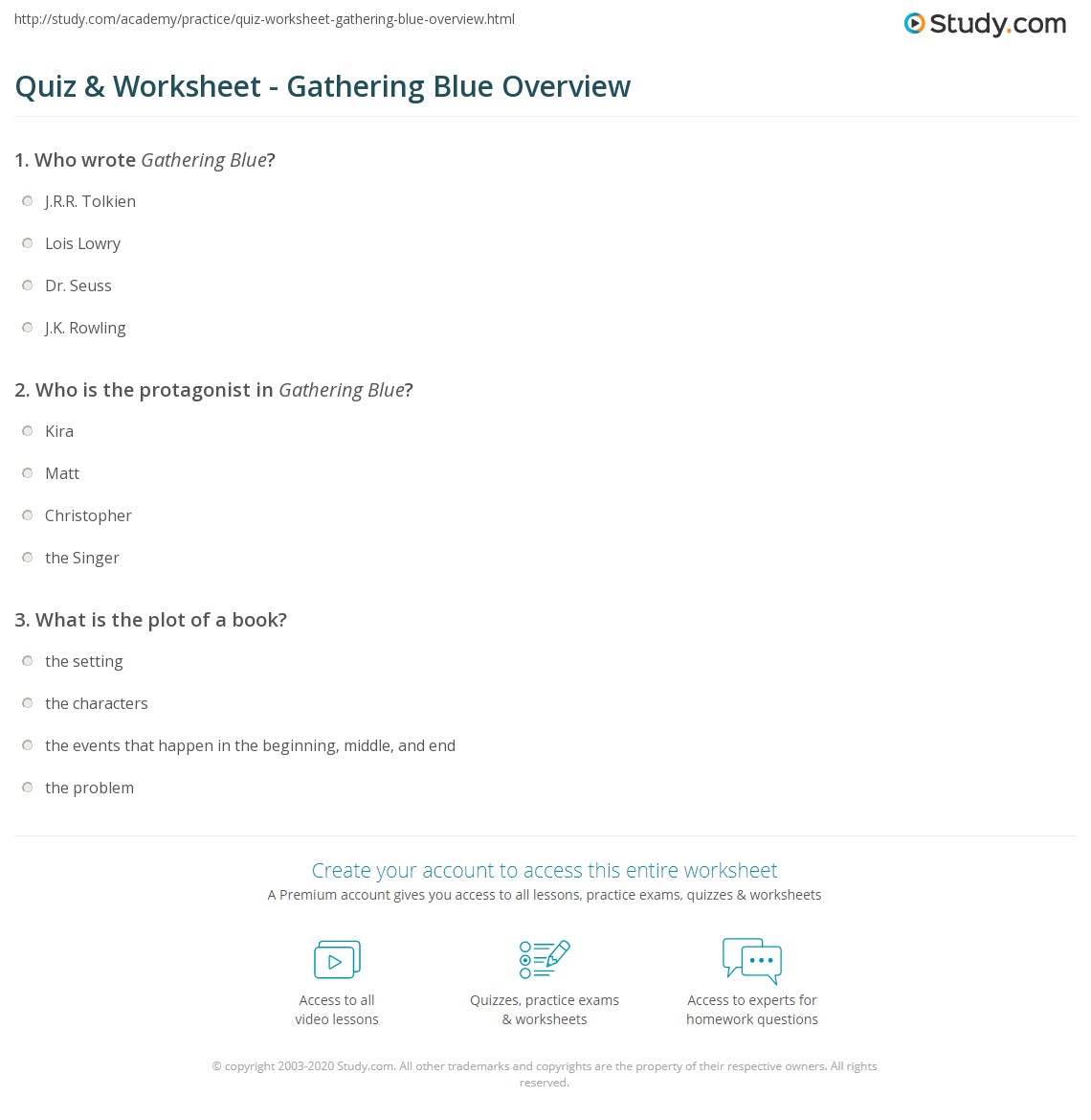 Gathering Blue - Chapter -10 worksheet  