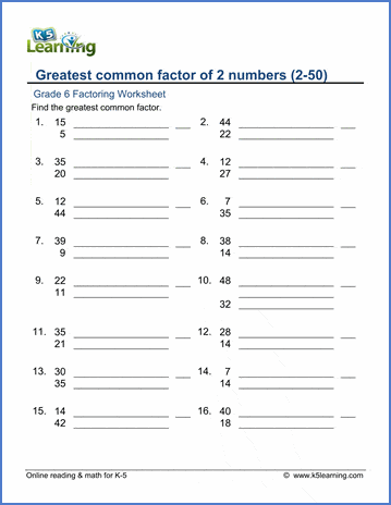 gcf algebra worksheet