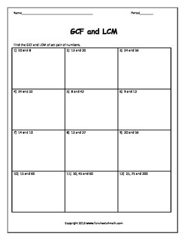 LCM and GCF Word Problems Worksheet Bundle by Funsheets4math worksheets library