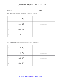 gcf and lcm worksheet with answers