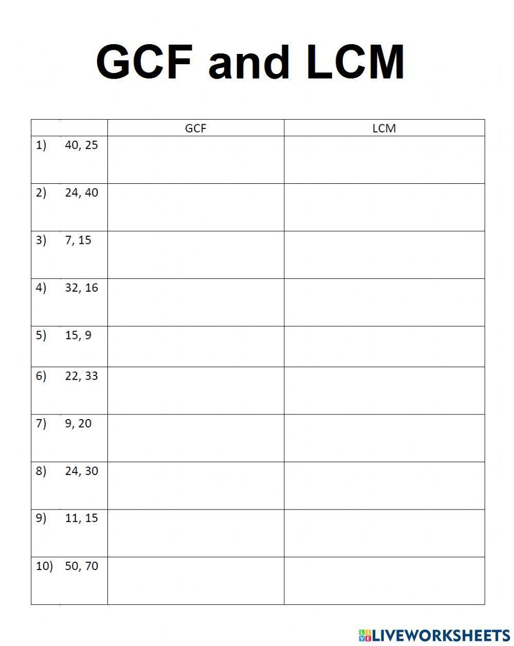 GCF and LCM  