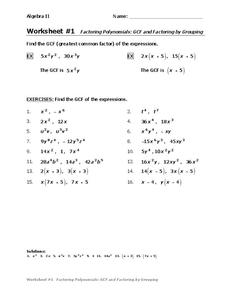 Gcf of Polynomials Lesson Plans &  Worksheets Reviewed by Teachers