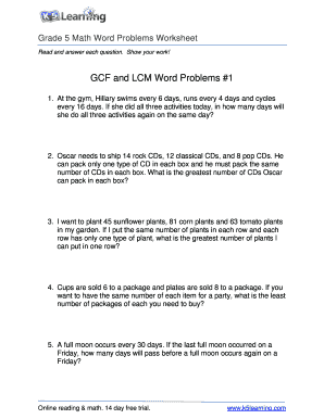 Lcm And Gcf Word Problems With Answers Pdf - Fill Online ...