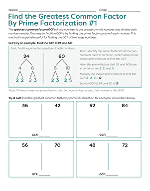 Find the Greatest Common Factor By Prime Factorization #1 ...
