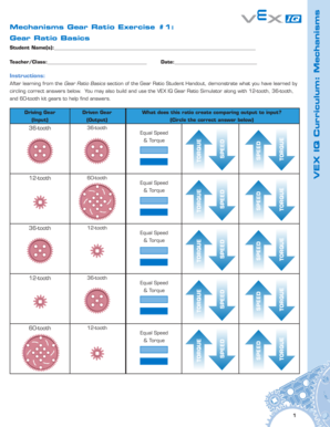 gear ratio worksheet