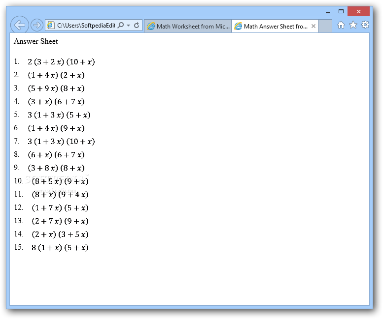 Download Math Worksheet Generator