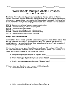 genetic crosses worksheet answer key