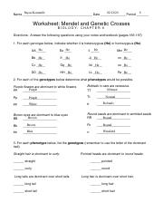 genetic crosses worksheet