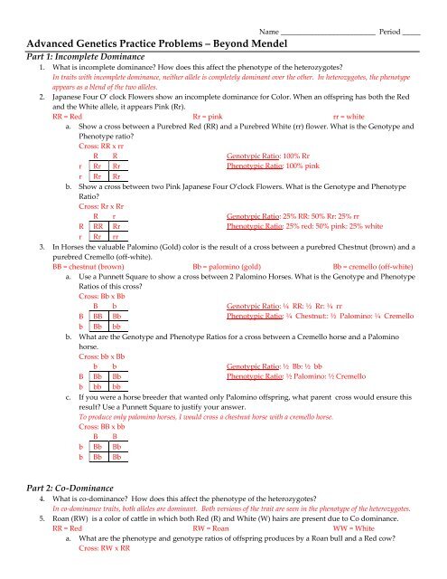 More Genetics Problems â€“ Beyond Mendel