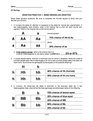 Mendelian Genetics Worksheet Answer Key - Fill and Sign Printable ...