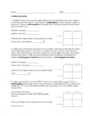 English worksheets: Celebrity Genetics