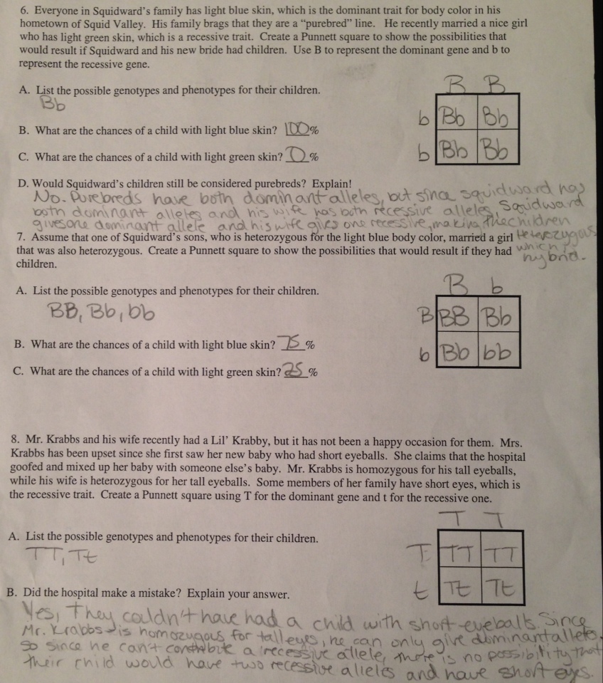 Genetics Worksheet page 2 | cecelyfranz