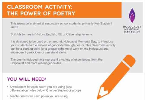 Holocaust Memorial Day Trust | HMD poetry lesson plan