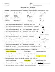 Genotype Practice Worksheet Done.doc - Genetics: Genotype Name ...