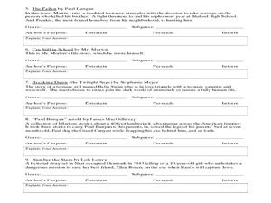 genre worksheet 1 answers