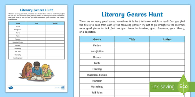 genre worksheet for 4th grade