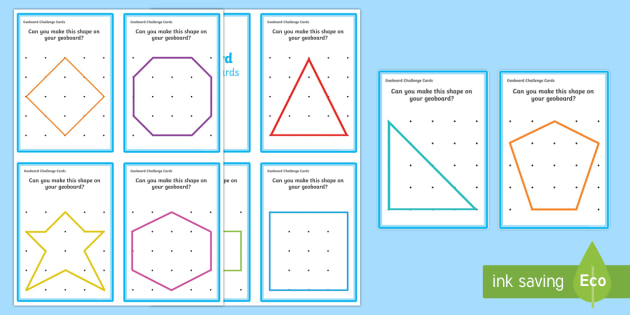 Geoboard Challenge Cards - 2D Shapes (teacher made) - Twinkl