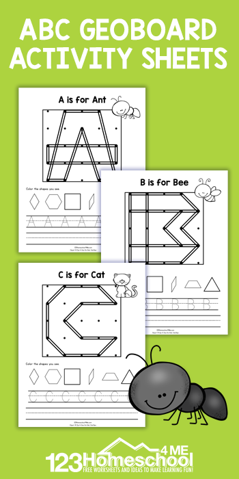 FREE ABC Printable Geoboard Worksheets Activity