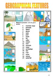 Geographical features worksheets