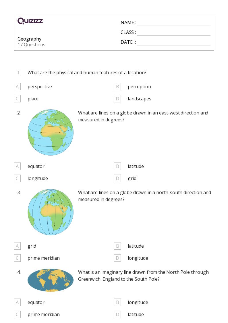 50+ Geography worksheets for 7th Year on Quizizz | Free &  Printable