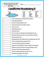 Landforms Vocabulary Worksheet 1